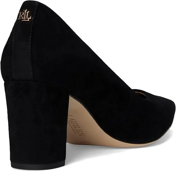 Lauren Ralph Lauren Lanette Suede Block-Heel Pumps High Women's Heels Black : 7 B - Medium - Image 4