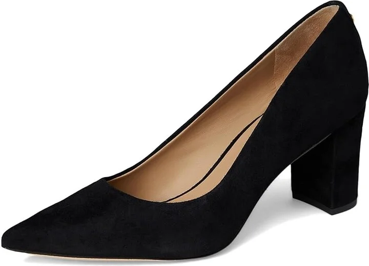 Lauren Ralph Lauren Lanette Suede Block-Heel Pumps High Women's Heels Black : 7 B - Medium - Image 5