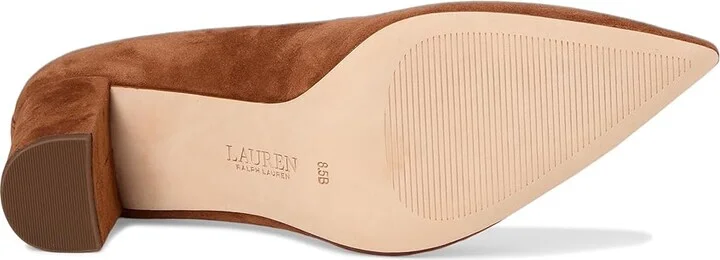 Lauren Ralph Lauren Lanette Suede Block-Heel Pumps High Women's Heels Lauren Tan : 6 B - Medium - Image 3