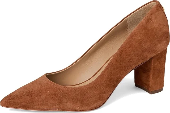 Lauren Ralph Lauren Lanette Suede Block-Heel Pumps High Women's Heels Lauren Tan : 6 B - Medium - Image 5