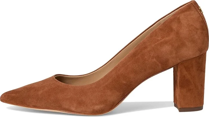 Lauren Ralph Lauren Lanette Suede Block-Heel Pumps High Women's Heels Lauren Tan : 6 B - Medium - Image 6