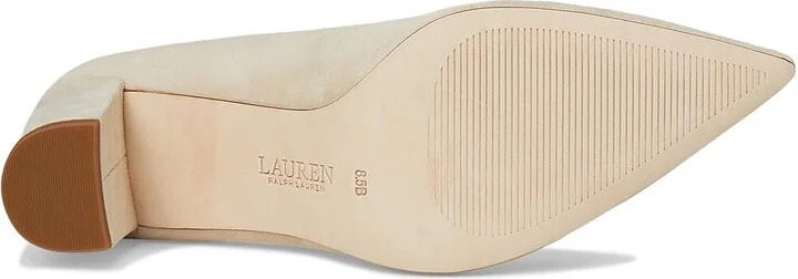 Lauren Ralph Lauren Lanette Suede Block-Heel Pumps High Women's Heels Sand Dune : 6.5 B - Medium - Image 3