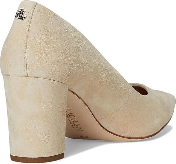 Lauren Ralph Lauren Lanette Suede Block-Heel Pumps High Women's Heels Sand Dune : 6.5 B - Medium - Image 4
