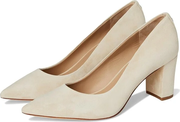 Lauren Ralph Lauren Lanette Suede Block-Heel Pumps High Women's Heels Sand Dune : 6.5 B - Medium