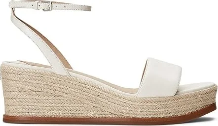 Lauren Ralph Lauren Leona Espadrille Women's Sandals Soft White : 5 B - Medium, Leather - Image 4