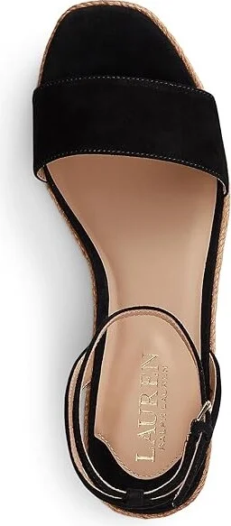 Lauren Ralph Lauren Leona Suede Espadrille Women's Sandals Black : 11 B - Medium, Leather/Suede - Image 2