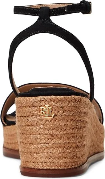 Lauren Ralph Lauren Leona Suede Espadrille Women's Sandals Black : 11 B - Medium, Leather/Suede - Image 3