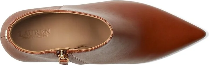 Lauren Ralph Lauren Lizie Burnished Leather Bootie Women's Boots Lauren Tan : 7.5 B - Medium, Leather/Rubber - Image 2