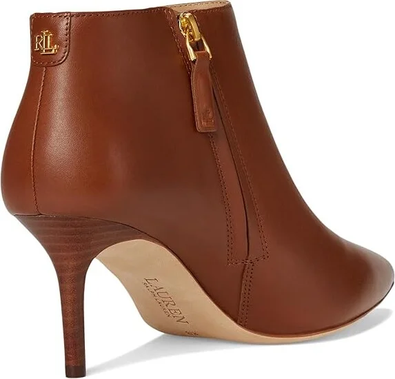 Lauren Ralph Lauren Lizie Burnished Leather Bootie Women's Boots Lauren Tan : 7.5 B - Medium, Leather/Rubber - Image 4