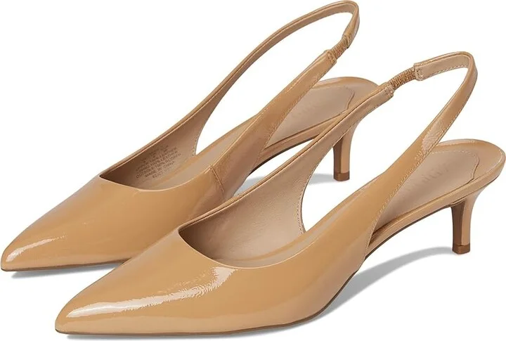 Lauren Ralph Lauren Lolah II Patent Leather Slingback Pumps High Women's Heels Buff : 8 B - Medium, Leather/Rubber