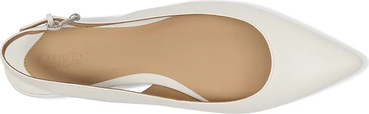 Lauren Ralph Lauren Londyn Nappa Leather Slingback Flat Women's Flat Shoes Snow White : 6 B - Medium - Image 2