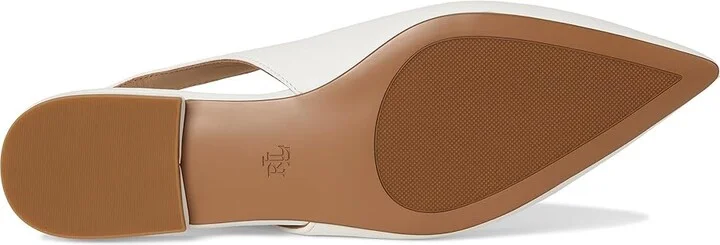 Lauren Ralph Lauren Londyn Nappa Leather Slingback Flat Women's Flat Shoes Snow White : 6 B - Medium - Image 3