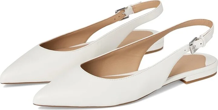 Lauren Ralph Lauren Londyn Nappa Leather Slingback Flat Women's Flat Shoes Snow White : 6 B - Medium
