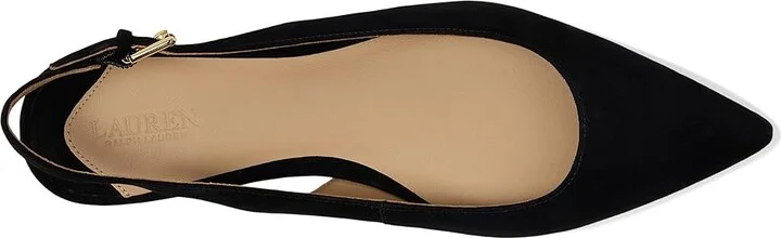 Lauren Ralph Lauren Londyn Suede Slingback Flat Women's Flat Shoes Black : 9 B - Medium - Image 2