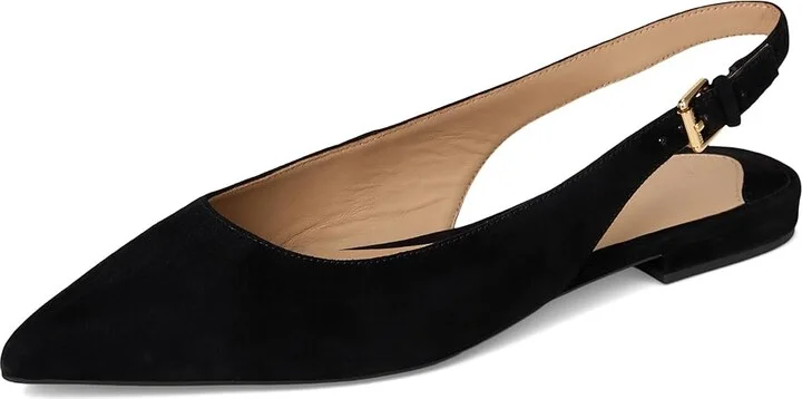 Lauren Ralph Lauren Londyn Suede Slingback Flat Women's Flat Shoes Black : 9 B - Medium - Image 5