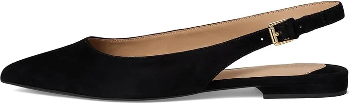 Lauren Ralph Lauren Londyn Suede Slingback Flat Women's Flat Shoes Black : 9 B - Medium - Image 6