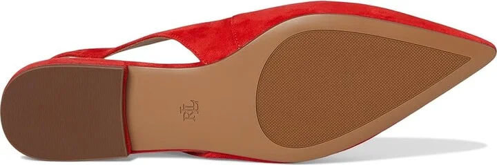 Lauren Ralph Lauren Londyn Suede Slingback Flat Women's Flat Shoes Bright Vermilion : 8 B - Medium - Image 3