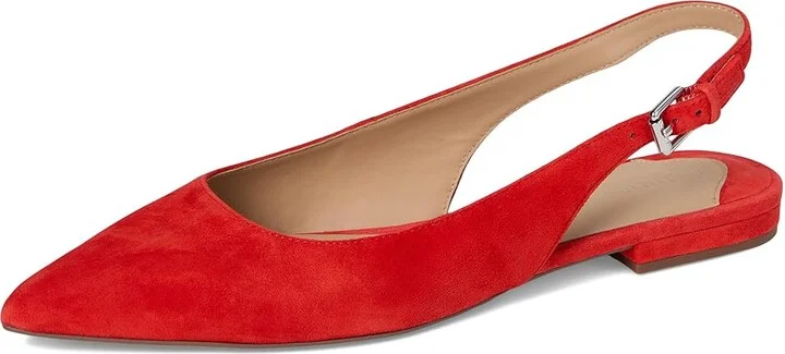 Lauren Ralph Lauren Londyn Suede Slingback Flat Women's Flat Shoes Bright Vermilion : 8 B - Medium - Image 5
