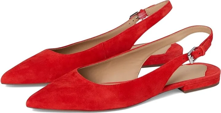 Lauren Ralph Lauren Londyn Suede Slingback Flat Women's Flat Shoes Bright Vermilion : 8 B - Medium