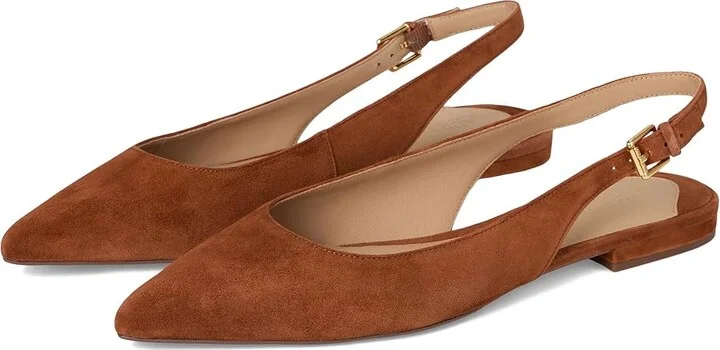 Lauren Ralph Lauren Londyn Suede Slingback Flat Women's Flat Shoes Lauren Tan : 6 B - Medium