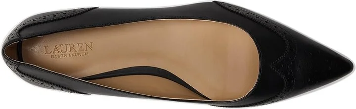Lauren Ralph Lauren Loraine Burnished Leather Ballet Flat Women's Shoes Black : 9 B - Medium - Image 2