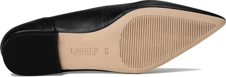 Lauren Ralph Lauren Loraine Burnished Leather Ballet Flat Women's Shoes Black : 9 B - Medium - Image 3