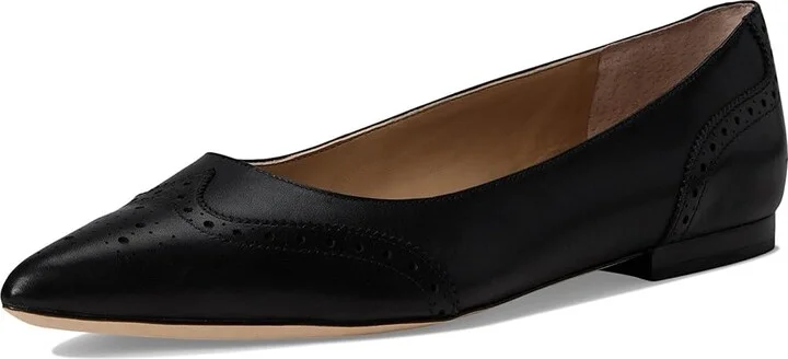 Lauren Ralph Lauren Loraine Burnished Leather Ballet Flat Women's Shoes Black : 9 B - Medium - Image 5
