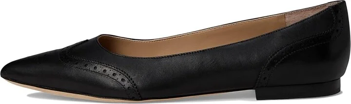 Lauren Ralph Lauren Loraine Burnished Leather Ballet Flat Women's Shoes Black : 9 B - Medium - Image 6