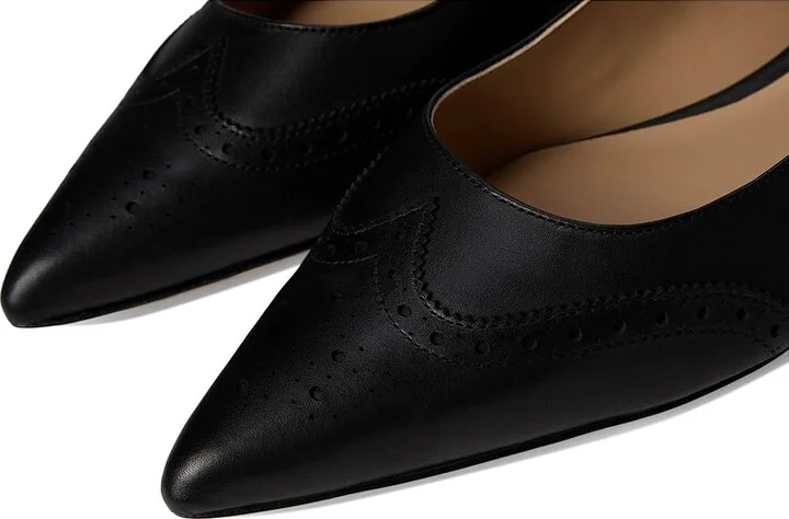 Lauren Ralph Lauren Loraine Burnished Leather Ballet Flat Women's Shoes Black : 9 B - Medium - Image 7