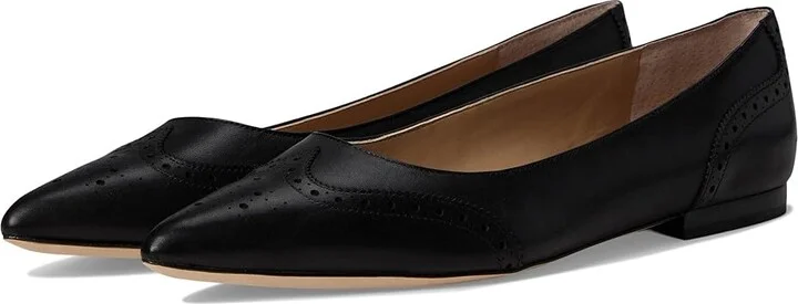 Lauren Ralph Lauren Loraine Burnished Leather Ballet Flat Women's Shoes Black : 9 B - Medium