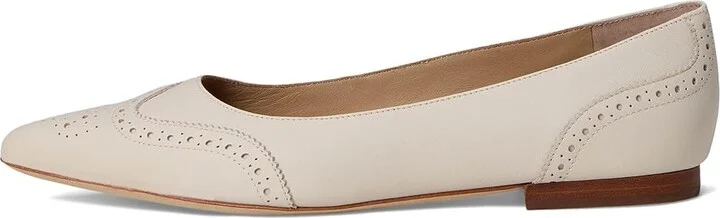 Lauren Ralph Lauren Loraine Nappa Leather Ballet Flat Women's Shoes Soft White/Soft White : 6.5 B - Medium - Image 6