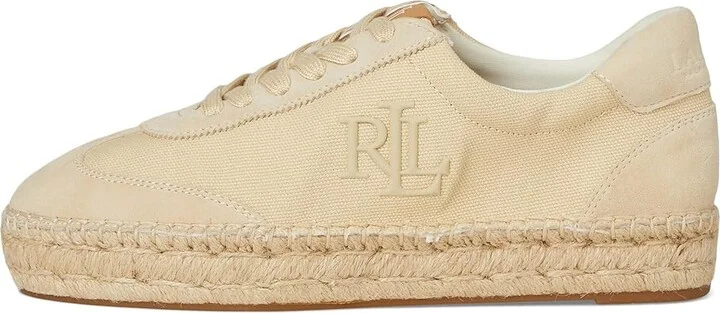 Lauren Ralph Lauren Luize Canvas And Suede Espadrille Sneakers Women's Shoes Sand/Sand : 8 B - Medium, Canvas/Suede - Image 6