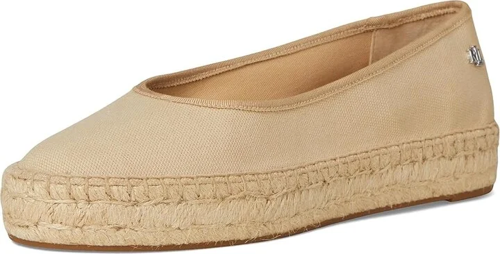 Lauren Ralph Lauren Luize Canvas Ballet Espadrille Women's Shoes Sand Dune/Sand Dune : 5.5 B - Medium, Leather/Rubber - Image 5
