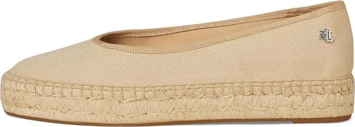 Lauren Ralph Lauren Luize Canvas Ballet Espadrille Women's Shoes Sand Dune/Sand Dune : 5.5 B - Medium, Leather/Rubber - Image 6