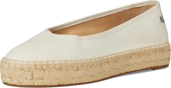 Lauren Ralph Lauren Luize Canvas Ballet Espadrille Women's Shoes Soft White/Soft White : 7 B - Medium, Leather/Rubber - Image 5