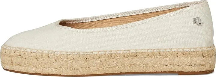 Lauren Ralph Lauren Luize Canvas Ballet Espadrille Women's Shoes Soft White/Soft White : 7 B - Medium, Leather/Rubber - Image 6