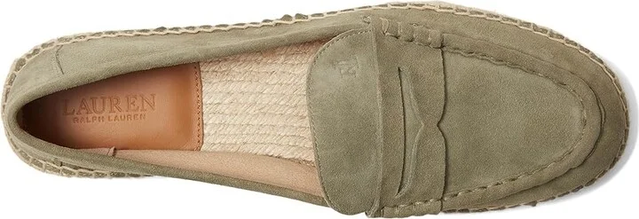 Lauren Ralph Lauren Luize Suede Loafers Espadrille Women's Shoes Sage Green : 7 B - Medium, Leather/Rubber/Suede - Image 2