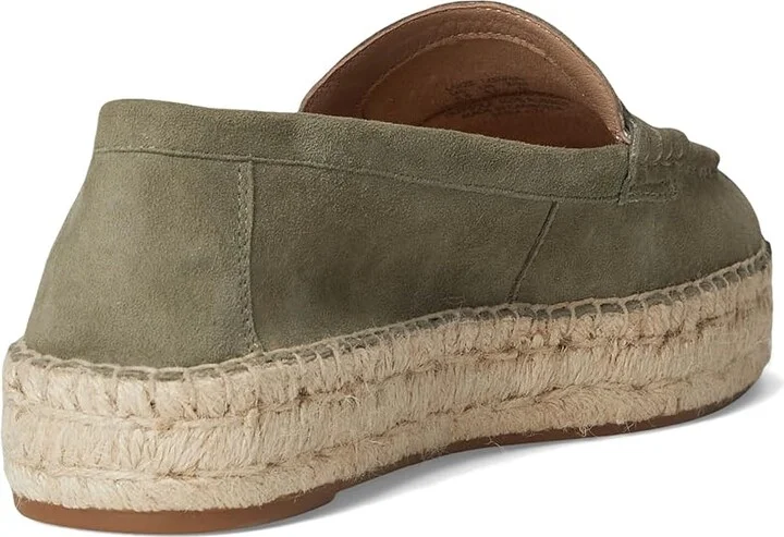 Lauren Ralph Lauren Luize Suede Loafers Espadrille Women's Shoes Sage Green : 7 B - Medium, Leather/Rubber/Suede - Image 4