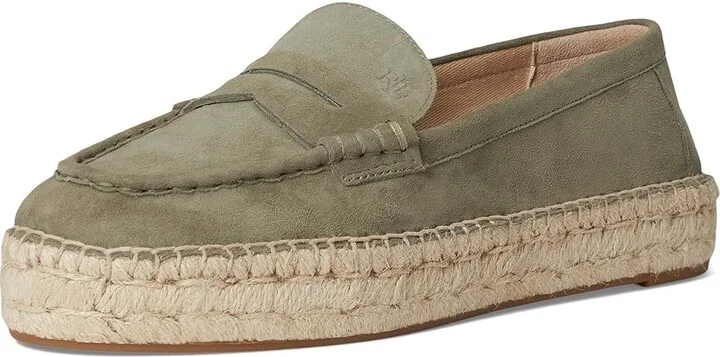 Lauren Ralph Lauren Luize Suede Loafers Espadrille Women's Shoes Sage Green : 7 B - Medium, Leather/Rubber/Suede - Image 5