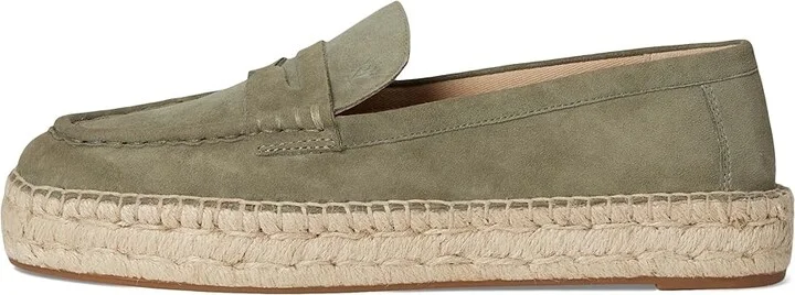 Lauren Ralph Lauren Luize Suede Loafers Espadrille Women's Shoes Sage Green : 7 B - Medium, Leather/Rubber/Suede - Image 6
