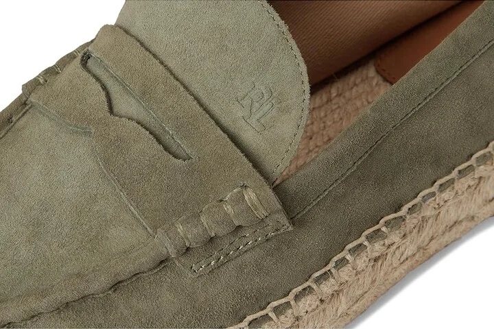 Lauren Ralph Lauren Luize Suede Loafers Espadrille Women's Shoes Sage Green : 7 B - Medium, Leather/Rubber/Suede - Image 7