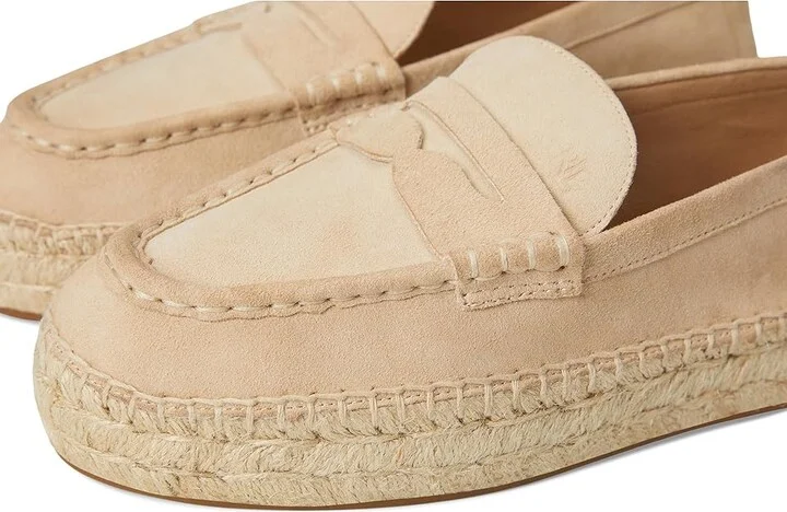 Lauren Ralph Lauren Luize Suede Loafers Espadrille Women's Shoes Sand Dune : 11 B - Medium, Leather/Rubber/Suede - Image 7