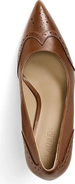 Lauren Ralph Lauren Lynden Pump High Women's Heels Deep Saddle Tan : 9.5 B - Medium, Leather - Image 2