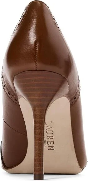 Lauren Ralph Lauren Lynden Pump High Women's Heels Deep Saddle Tan : 9.5 B - Medium, Leather - Image 3