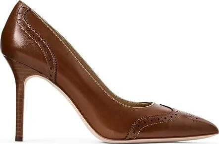 Lauren Ralph Lauren Lynden Pump High Women's Heels Deep Saddle Tan : 9.5 B - Medium, Leather - Image 4