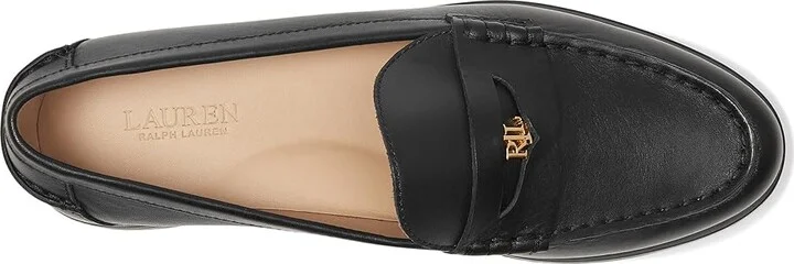 Lauren Ralph Lauren Marli Calfskin Penny Loafers High Women's Heels Black : 7 B - Medium, Leather - Image 2