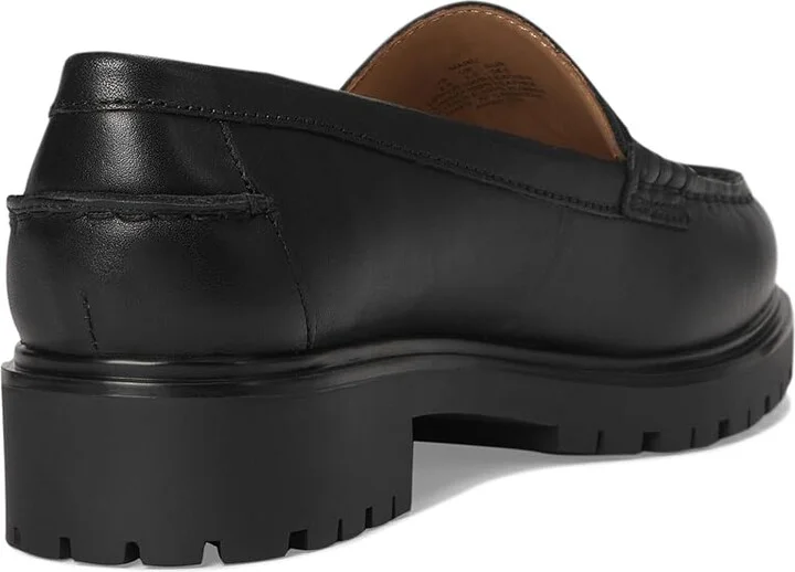 Lauren Ralph Lauren Marli Calfskin Penny Loafers High Women's Heels Black : 7 B - Medium, Leather - Image 4