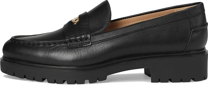 Lauren Ralph Lauren Marli Calfskin Penny Loafers High Women's Heels Black : 7 B - Medium, Leather - Image 6