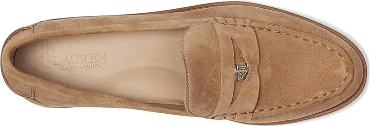 Lauren Ralph Lauren Marli Suede Penny Loafers High Women's Heels Camel : 11 B - Medium - Image 2