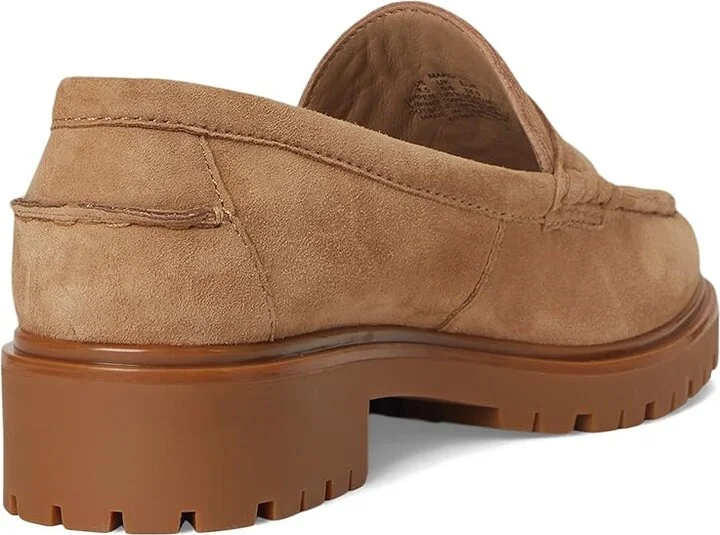 Lauren Ralph Lauren Marli Suede Penny Loafers High Women's Heels Camel : 11 B - Medium - Image 4